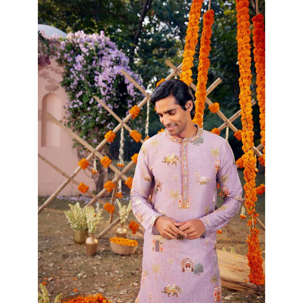 KALISTA Lavender Arnav Kurta with Churidar (Set of 2)