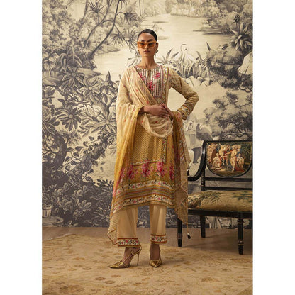 KALISTA Mustard Kurta with Pant and Dupatta (Set of 3)