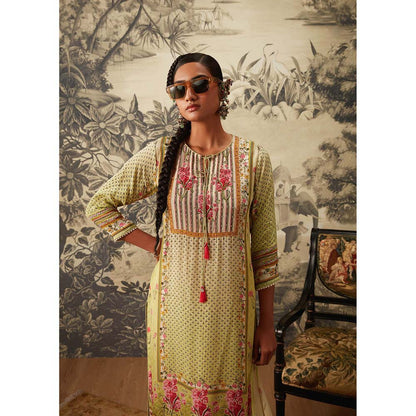 KALISTA Lime Green Kurta with Pant and Dupatta (Set of 3)