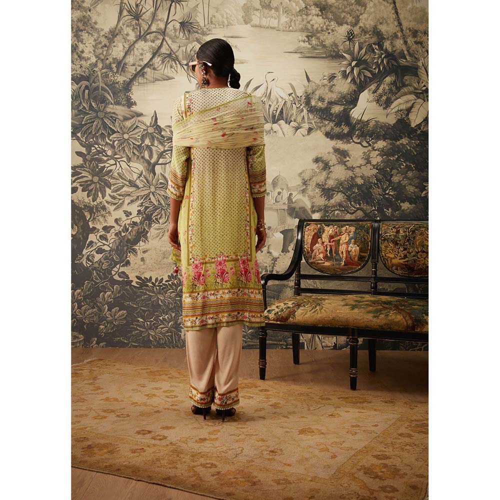 KALISTA Lime Green Kurta with Pant and Dupatta (Set of 3)