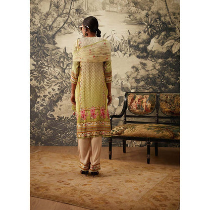 KALISTA Lime Green Kurta with Pant and Dupatta (Set of 3)
