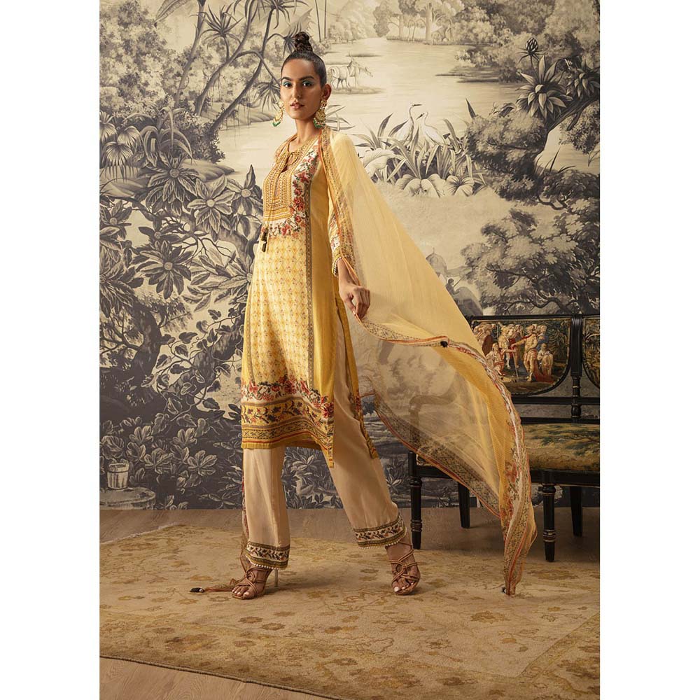 KALISTA Yellow Kurta with Pant and Dupatta (Set of 3)