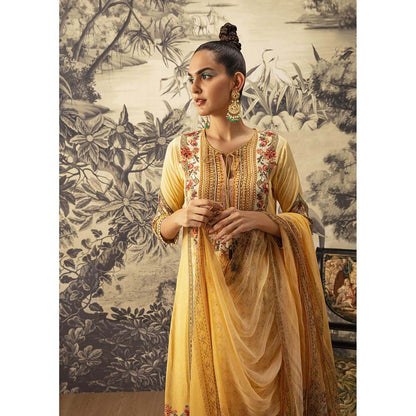 KALISTA Yellow Kurta with Pant and Dupatta (Set of 3)