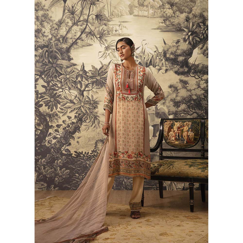KALISTA Beige Kurta with Pant and Dupatta (Set of 3)