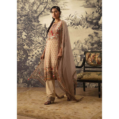 KALISTA Beige Kurta with Pant and Dupatta (Set of 3)