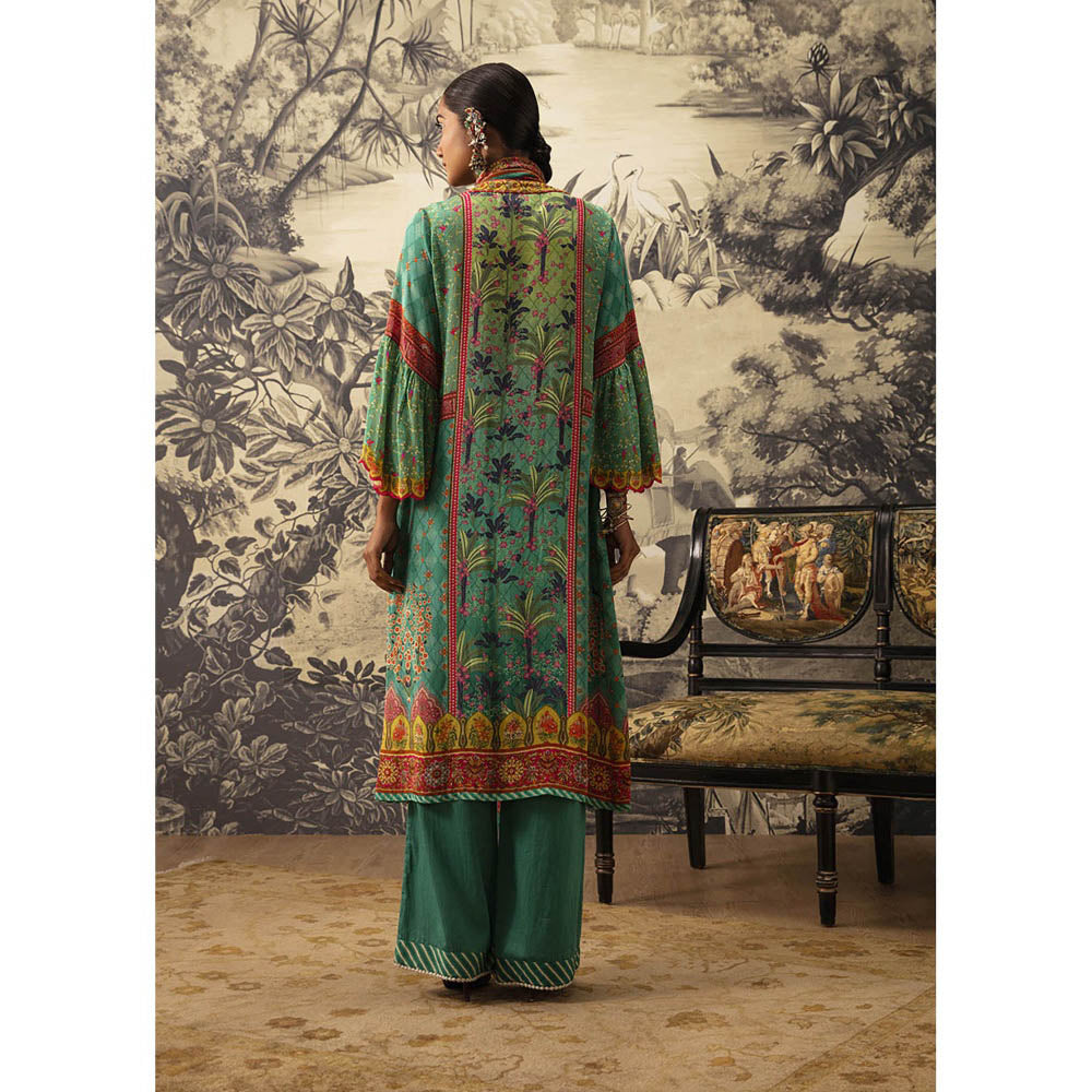 KALISTA Rama Green Kurta with Pant and Dupatta (Set of 3)