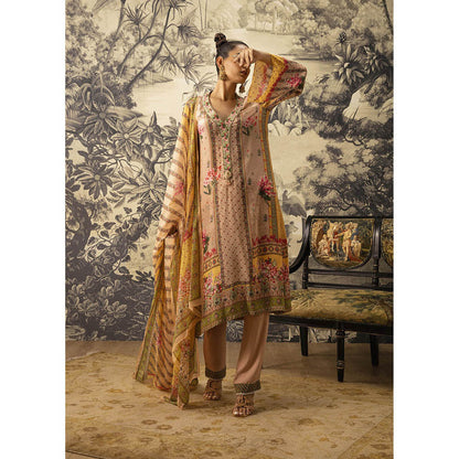 KALISTA Beige Aina Kurta with Pant and Dupatta (Set of 3)