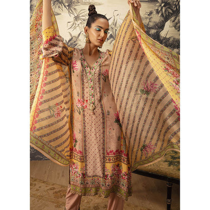 KALISTA Beige Aina Kurta with Pant and Dupatta (Set of 3)