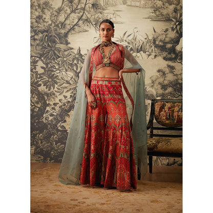 KALISTA Pink Arohi Sharara with Blouse and Dupatta (Set of 3)