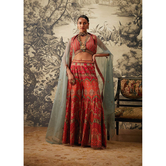 KALISTA Pink Arohi Sharara with Blouse and Dupatta (Set of 3)