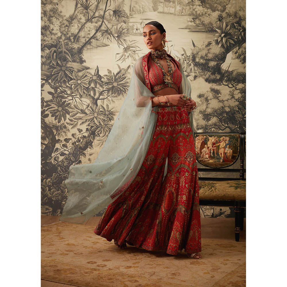 KALISTA Pink Arohi Sharara with Blouse and Dupatta (Set of 3)