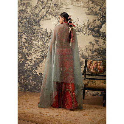 KALISTA Pink Arohi Sharara with Blouse and Dupatta (Set of 3)