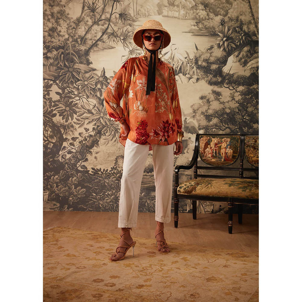 KALISTA Orange Dahlia Tunic with Pant (Set of 2)