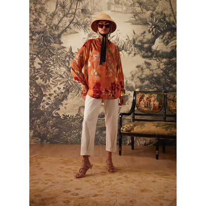 KALISTA Orange Dahlia Tunic with Pant (Set of 2)