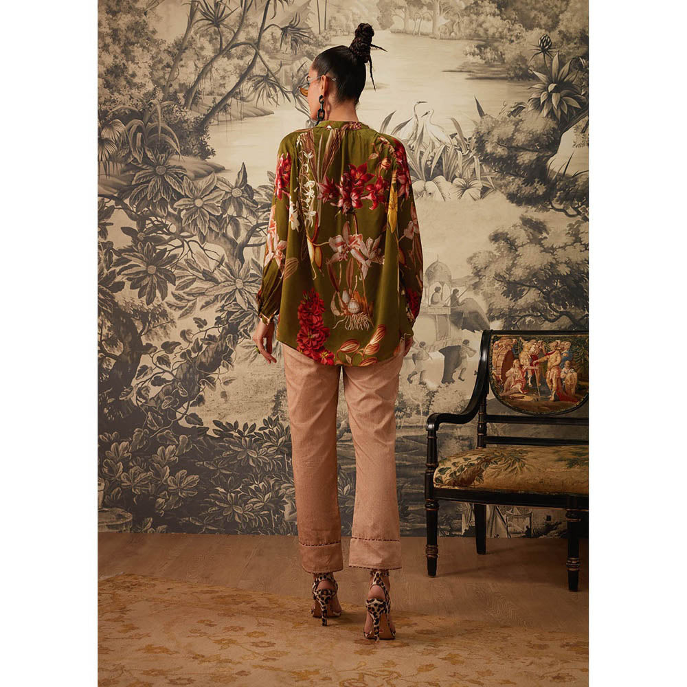 KALISTA Olive Green Dahlia Tunic