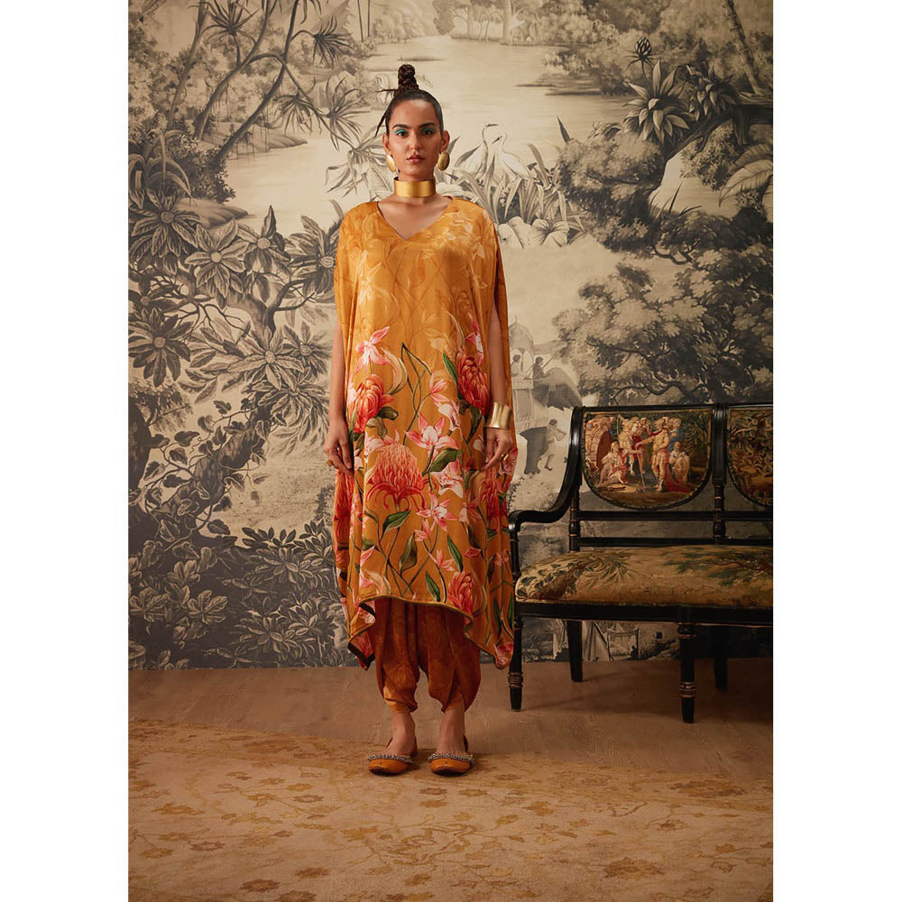 KALISTA Mustard Daisey Kaftan with Dhoti (Set of 2)