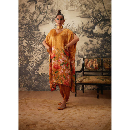 KALISTA Mustard Daisey Kaftan with Dhoti (Set of 2)