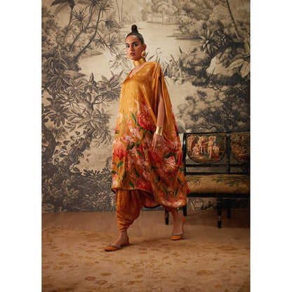 KALISTA Mustard Daisey Kaftan with Dhoti (Set of 2)