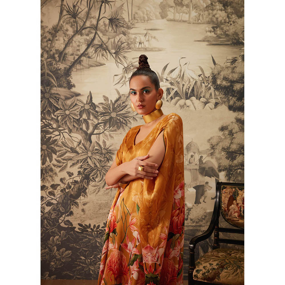 KALISTA Mustard Daisey Kaftan with Dhoti (Set of 2)