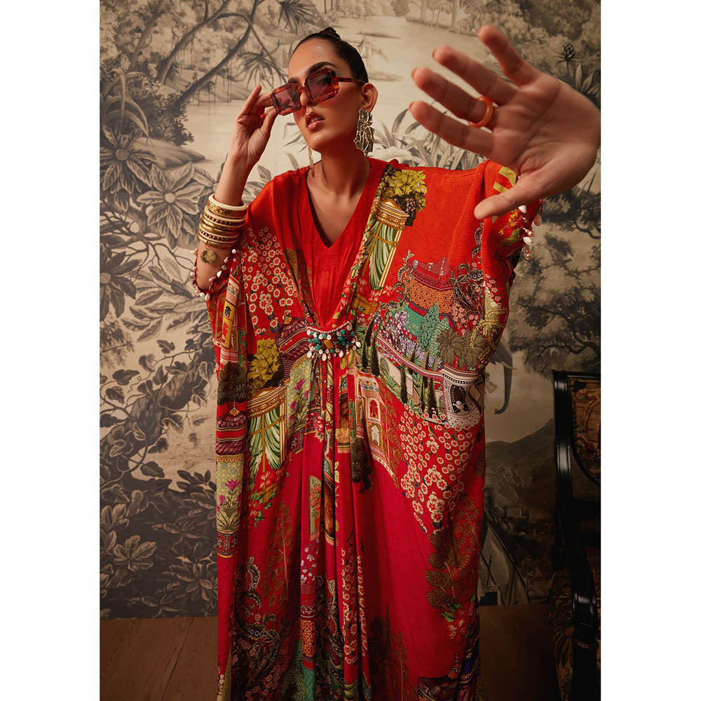 KALISTA Red Aamna Kaftan Dress