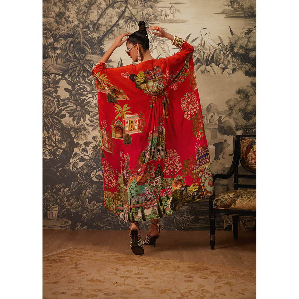 KALISTA Red Aamna Kaftan Dress