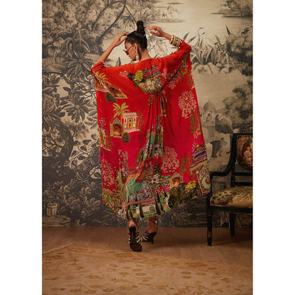 KALISTA Red Aamna Kaftan Dress