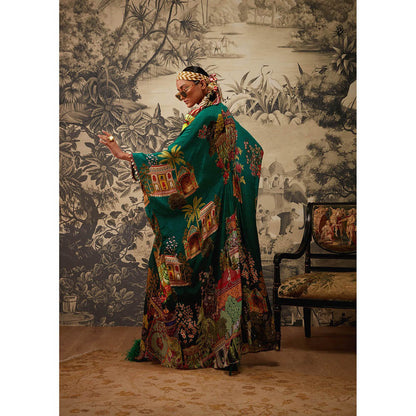 KALISTA Bottle Green Aamna Kaftan Dress