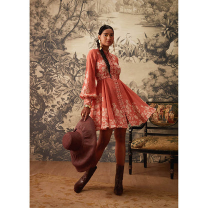 KALISTA Peach Elsie Dress with Belt (Set of 2)