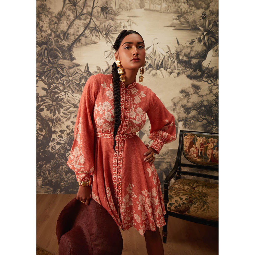 KALISTA Peach Elsie Dress with Belt (Set of 2)