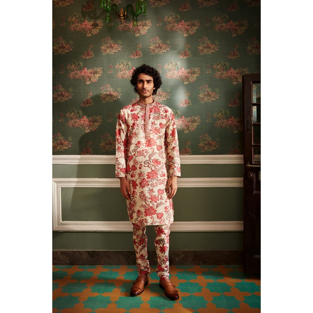 KALISTA Beige Adwait Long Kurta with Churidar (Set of 2)