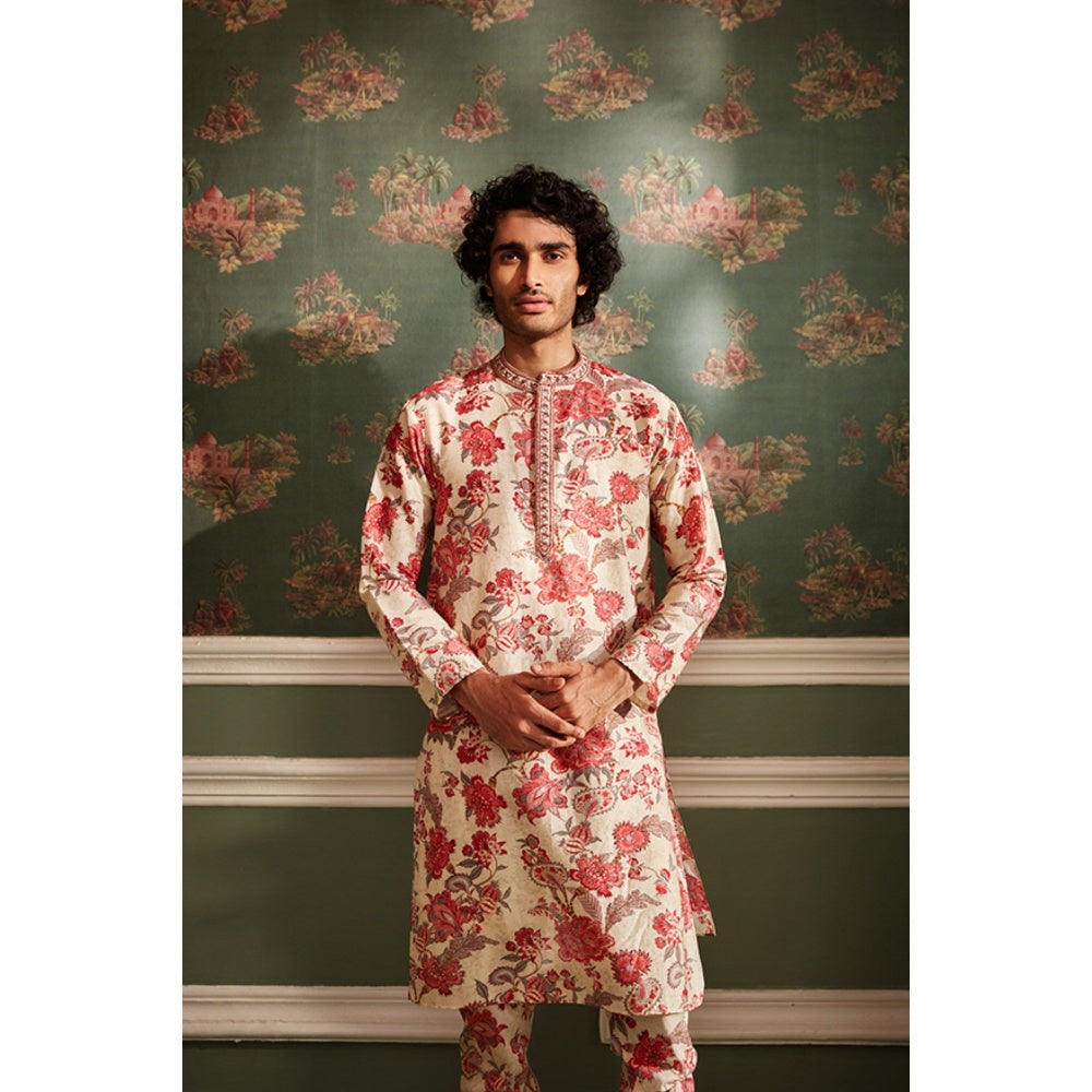 KALISTA Beige Adwait Long Kurta with Churidar (Set of 2)