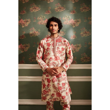 KALISTA Beige Adwait Long Kurta with Churidar (Set of 2)