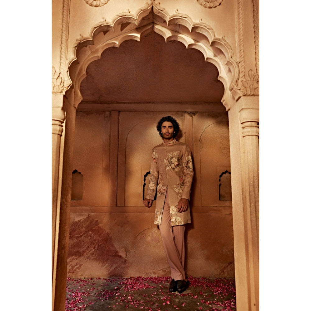 KALISTA Pink Kairav Sherwani with Pant (Set of 2)