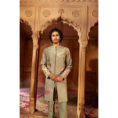 KALISTA Green Aadar Sherwani with Pant (Set of 2)