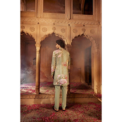 KALISTA Green Aadar Sherwani with Pant (Set of 2)