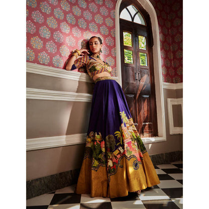 KALISTA Blue Aria Lehenga with Blouse (Set of 2)