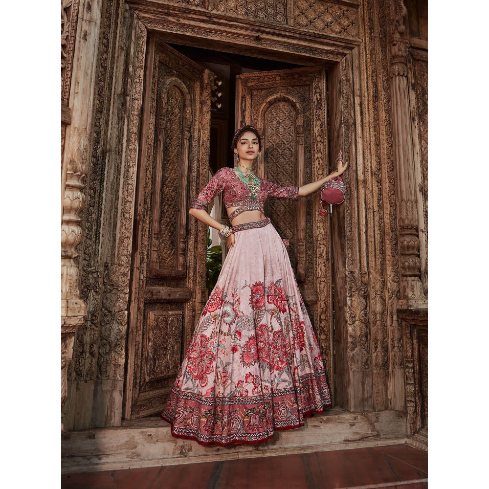 KALISTA Mauve Ayra Lehenga with Blouse and Dupatta (Set of 2)