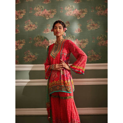 KALISTA Pink Sahiba Sharara with Kurta and Dupatta (Set of 3)