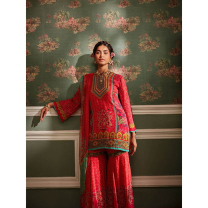 KALISTA Pink Sahiba Sharara with Kurta and Dupatta (Set of 3)