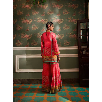 KALISTA Pink Sahiba Sharara with Kurta and Dupatta (Set of 3)