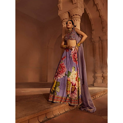 KALISTA Lavender Gulshaad Lehenga with Blouse and Dupatta (Set of 3)