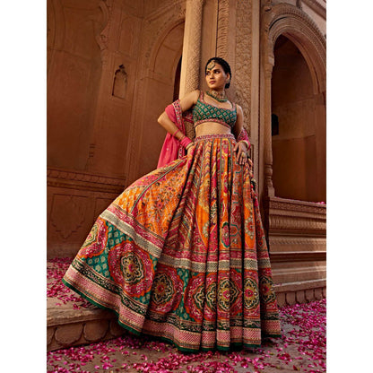 KALISTA Pink Aadhya Lehenga with Blouse and Dupatta (Set of 3)