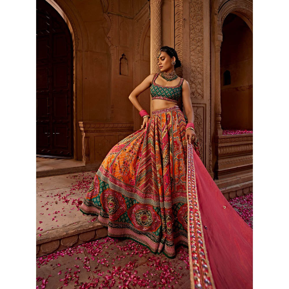 KALISTA Pink Aadhya Lehenga with Blouse and Dupatta (Set of 3)