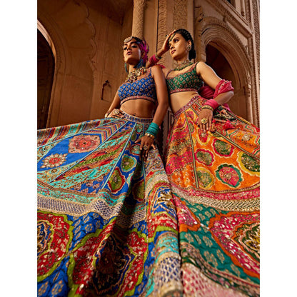 KALISTA Pink Aadhya Lehenga with Blouse and Dupatta (Set of 3)