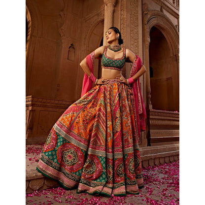 KALISTA Pink Aadhya Lehenga with Blouse and Dupatta (Set of 3)