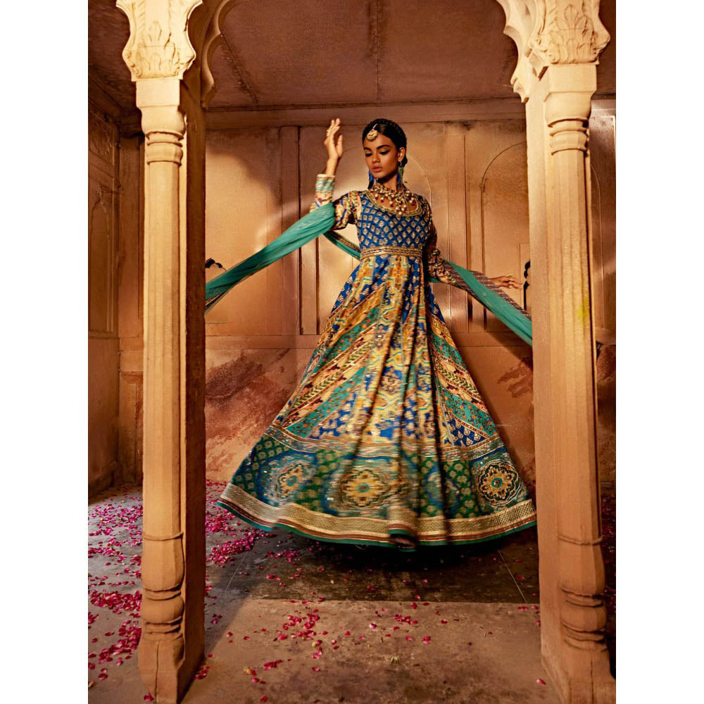 KALISTA Blue Jannat Anarkali with Dupatta (Set of 2)