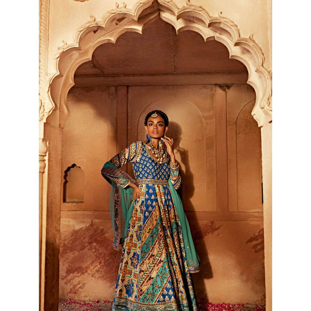 KALISTA Blue Jannat Anarkali with Dupatta (Set of 2)