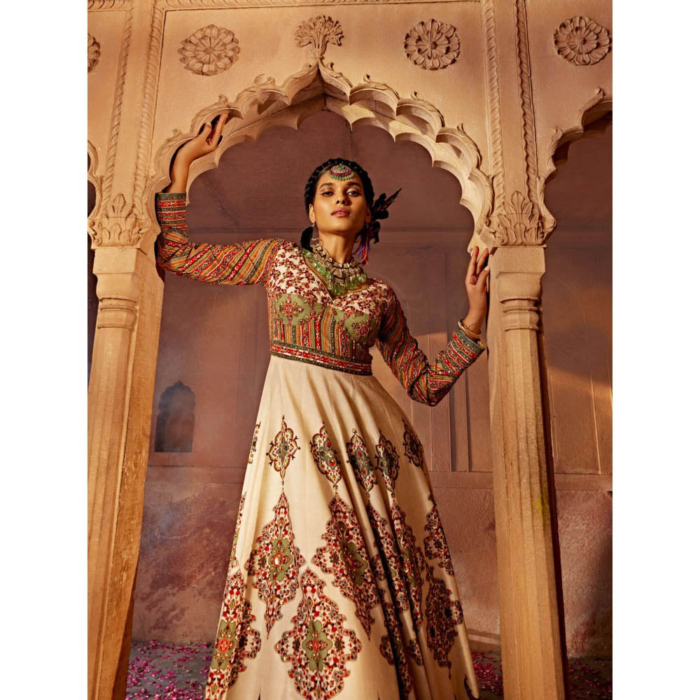 KALISTA Green Zaina Anarkali with Dupatta (Set of 2)