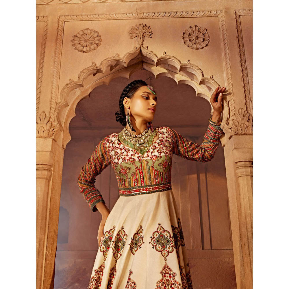 KALISTA Green Zaina Anarkali with Dupatta (Set of 2)