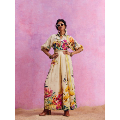 KALISTA Yellow Floriana Jumpsuit